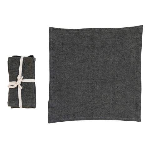 Square Stonewashed Linen Napkins, Set of 4 - Grey