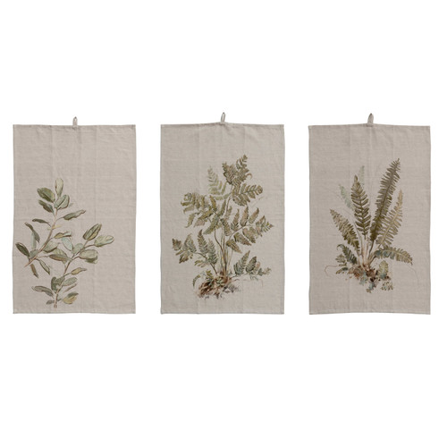 Botanical Cotton & Linen Printed Tea Towel