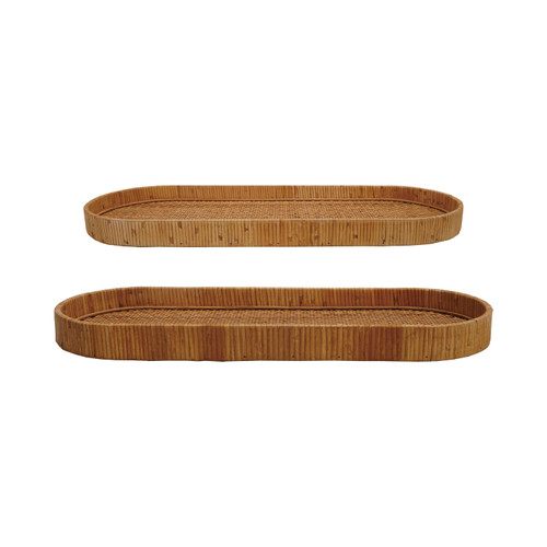 Oval Decorative Hand-Woven Rattan Tray