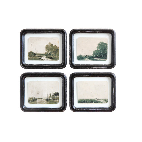Wood Framed Antiqued Landscape Wood Framed Antiqued Landscape