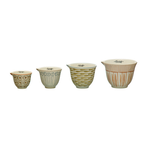 Hand-Painted Stoneware Measuring Cups