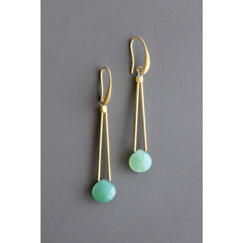 Green onyx geometric earrings