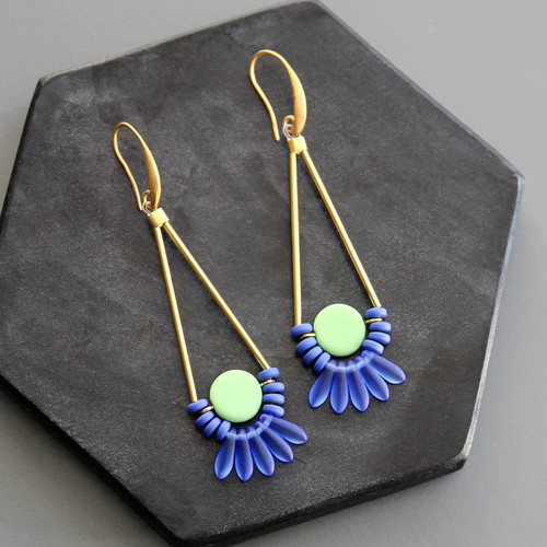 Mint and cobalt earrings