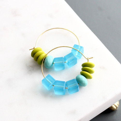 Glass hoop earrings