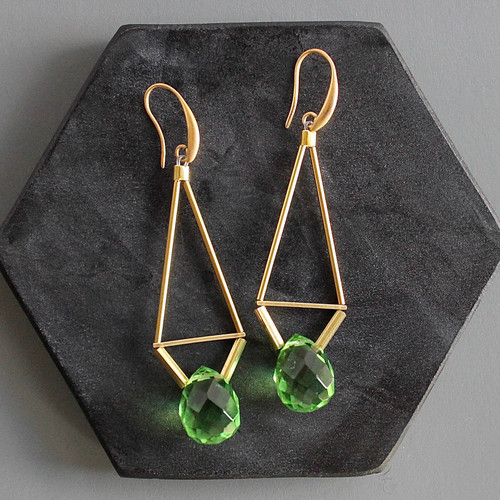 Emerald geometric earrings