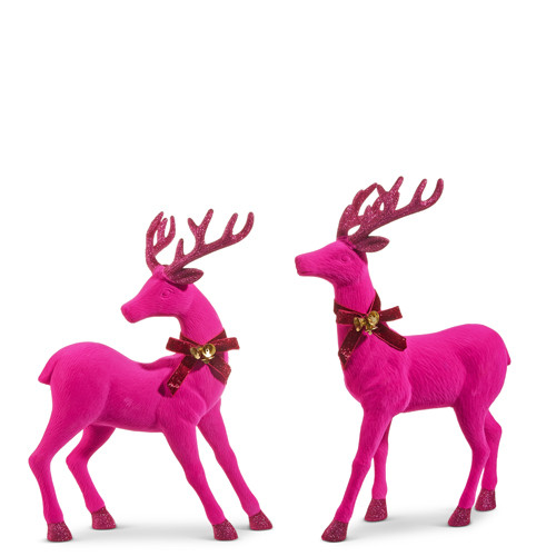 18" Pink Flocked Deer 18" Pink Flocked Deer