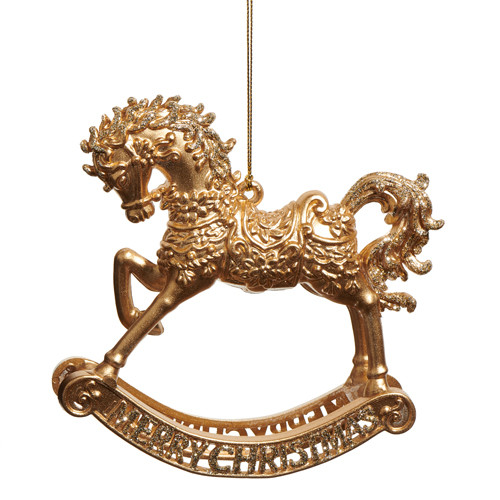 Gold Rocking Horse Ornament, 5.5" Gold Rocking Horse Ornament, 5.5"