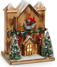 12" Lighted Lodge House