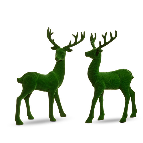 13" Green Flocked Deer 13" Green Flocked Deer