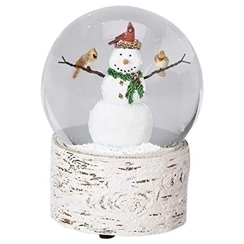 6" Snowman with Cardinal Friends Musical Snow Globe