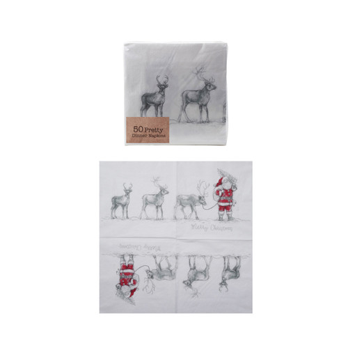 Paper Napkins - Santa Leading Reindeer Paper Napkins - Santa Leading Reindeer