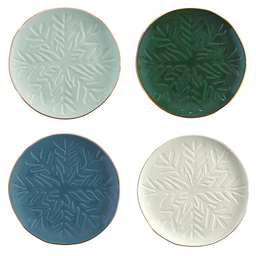 Snowflake Ceramic Appetizer Plates, Set of 4 Snowflake Ceramic Appetizer Plates, Set of 4