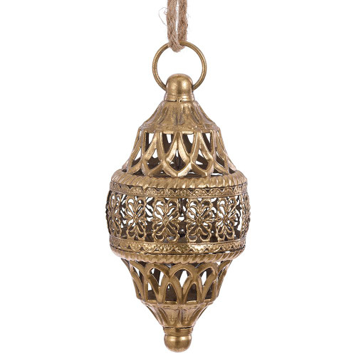 7.5" Metal Filigree Finial Ornament, Gold