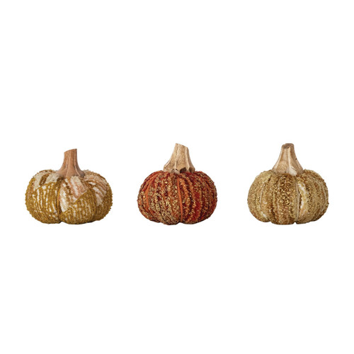 Handmade Cotton Velvet, Sequin/Bouclé & Aluminum Pumpkin, 3 Styles
