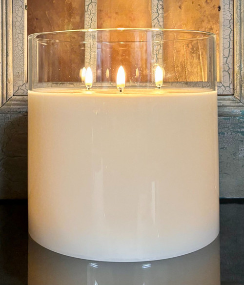 Radiance Ember Tri-Wick Candle, Simply Ivory 8x8" Radiance Ember Tri-Wick Candle, Simply Ivory 8x8"