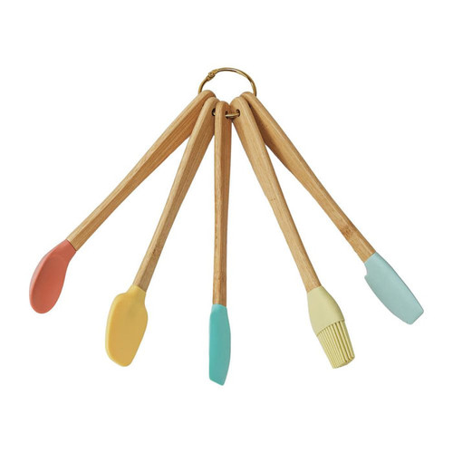 Silicone Beech Wood Mini Kitchen Utensils, Set of 5