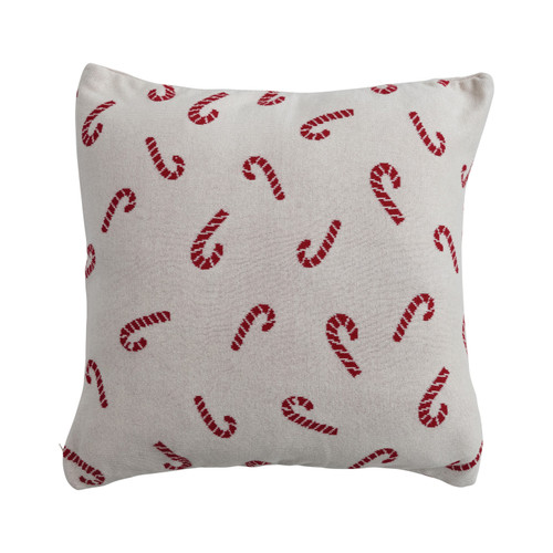 Knit Candy Cane Square Pillow