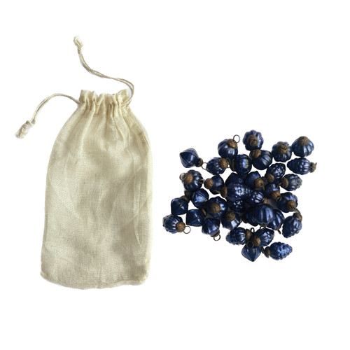 Recycled Blue Mercury Glass Ornaments, Bag of 36