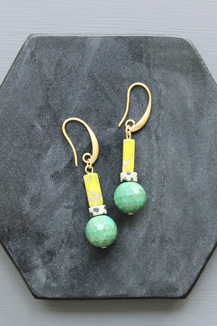 Chrysoprase and Jasper Earrings