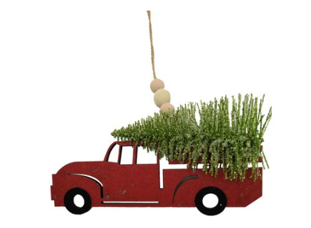 8" Truck with Iced Pine Tree Ornament