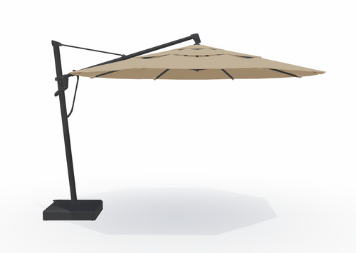 13' Cantilever Plus, Black Pole with Khaki Canopy & Rolling Base