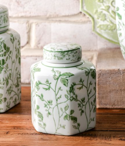 5.5"H Green Vine Ginger Jar