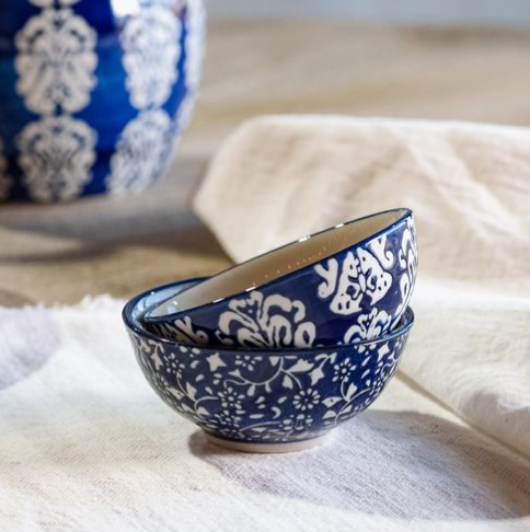 3.1" Blue Floral Dip Bowl