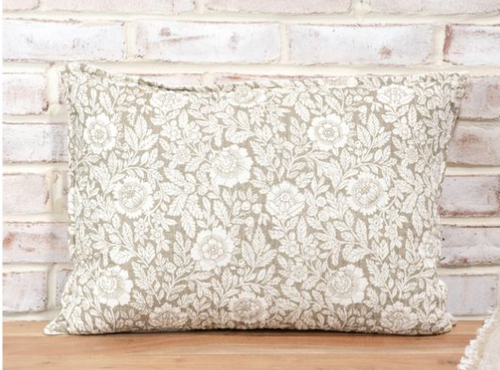 14" X 20" Beige Floral & Leaf Pillow