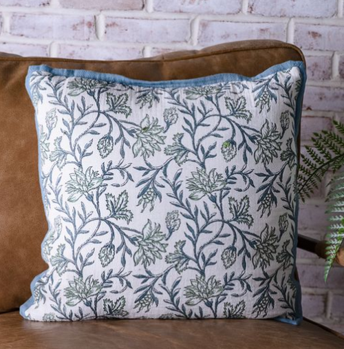 18" Steel & Green Lotus Pillow