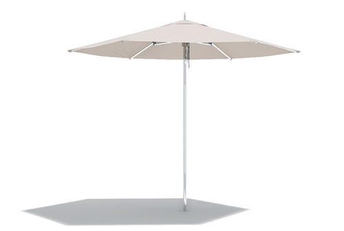 Ocean Master Classic 8.5' Hexagon Umbrella, Scallop Canopy with Polished Titanium Pole