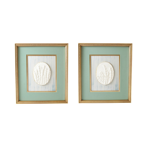 Embossed Resin Botanicals in Wood Frame