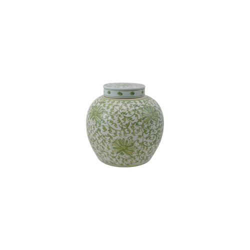 Hand-Painted Stoneware Floral Ginger Jar