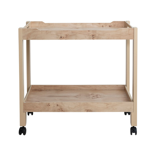 Burl Wood Veneer 2-Tier Bar Cart