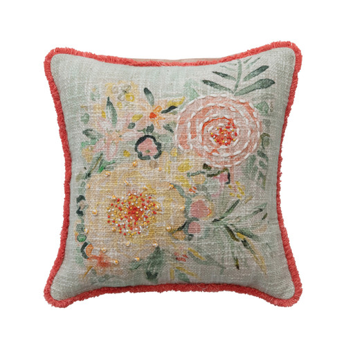 Floral Cotton Slub Pillow