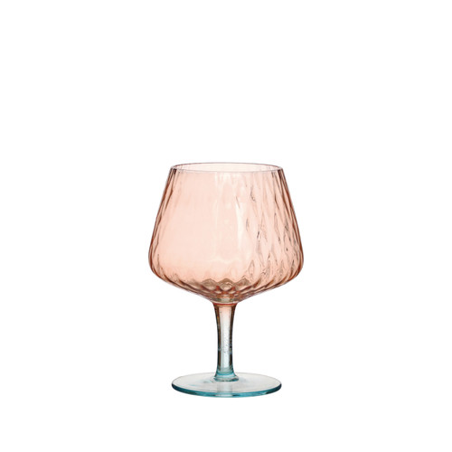 Two-Tone Stemmed Fluted Wine Glass, Blush Color & Blue