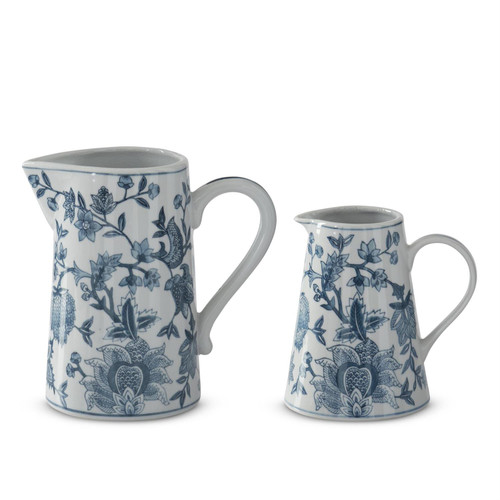 Navy Blue & White Porcelain Chinoiserie Pitcher