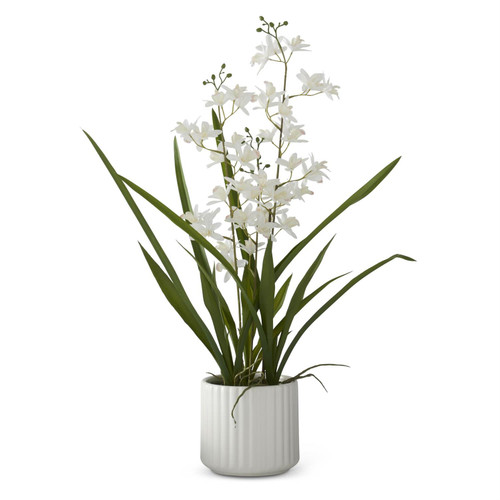 Real Touch White Orchid in Pot, 29.5"