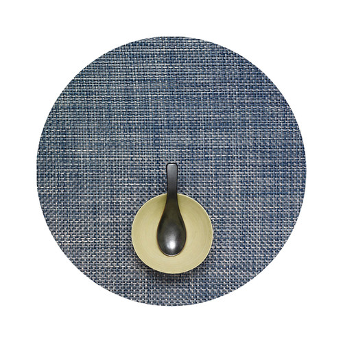 Basketweave Round Placemat, 15" - Denim