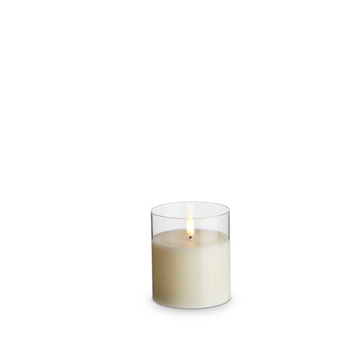 Clear Glass Ivory Pillar Candle, 3.5" x 4"