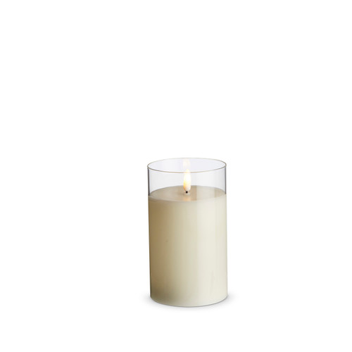 Clear Glass Ivory Pillar Candle, 3.5x6"