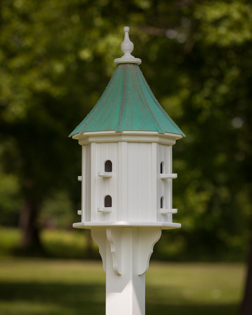 14" Songbird House - 8 Perches -Patina Copper Roof - Slope