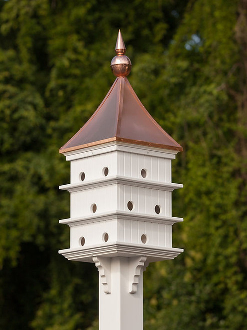 18" Purple Martin House - 12 Holes - Patina Copper Roof