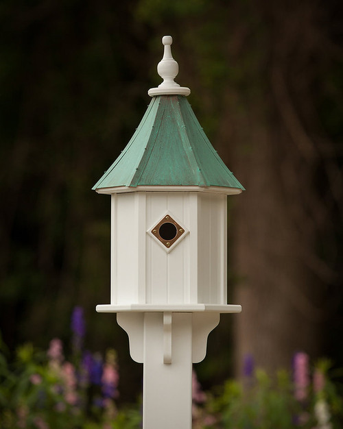 10" Birdhouse - 1 Copper Portal - Patina Copper Roof
