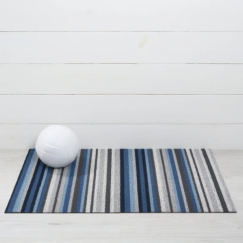 Horizon Stripe Shag Utility Mat, 24x36 - Deep Sea