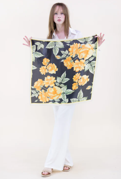 Soft Glow Botanicals Satin Small Square Scarf