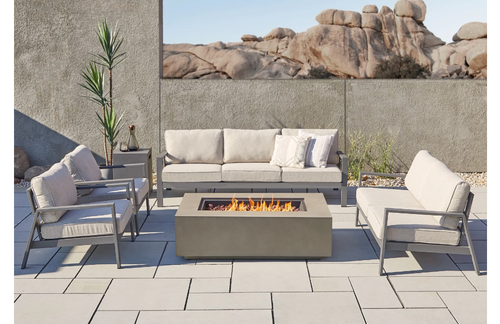 Aegean 50" Rectangle LP Fire Table w/ NG Conv-Weathered Slate