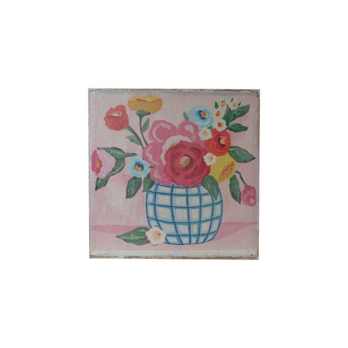 Canvas Wall Décor, Flowers in Grid Vase