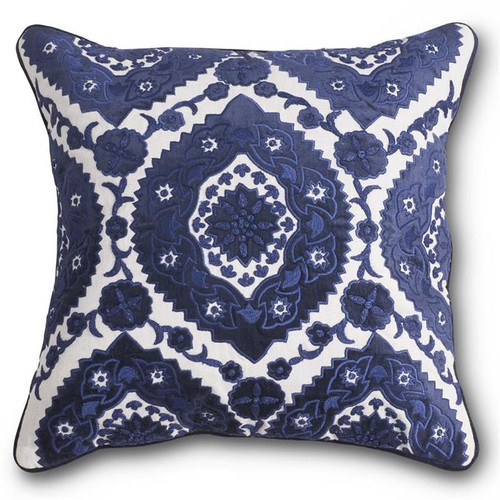 Royal Blue Velvet and Linen  Pillow, 20"