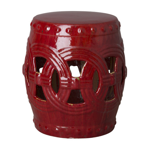 19"H Eternity Garden Stool, Red Glaze