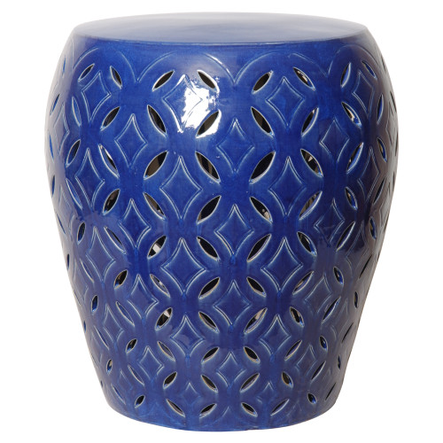 22"H Lattice Garden Stool/Table, Blue Glaze